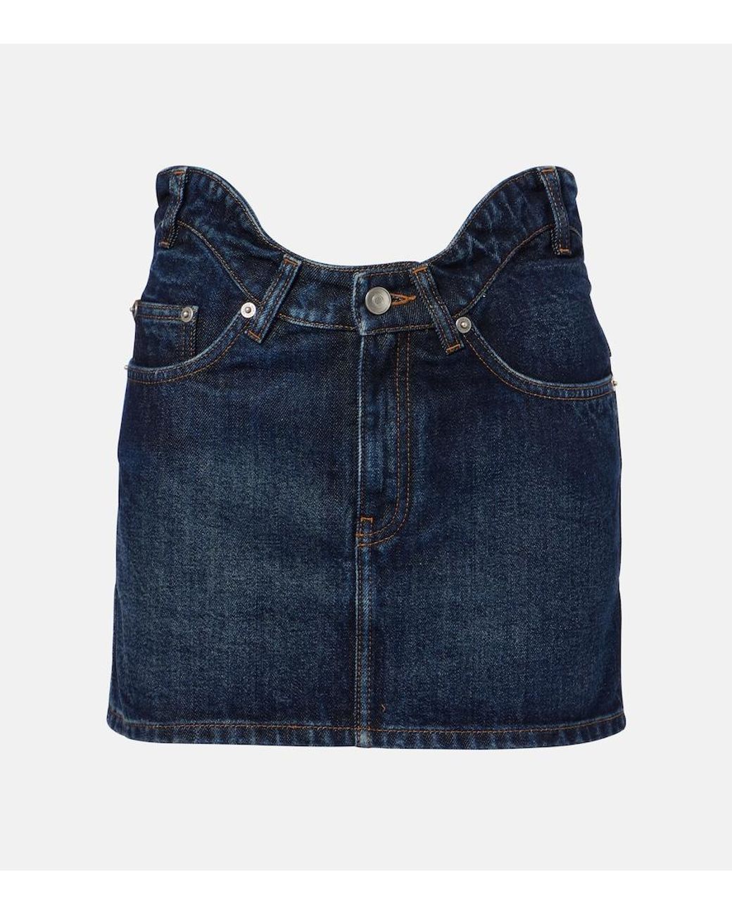 Jean Paul Gaultier Blue Curved Denim Miniskirt