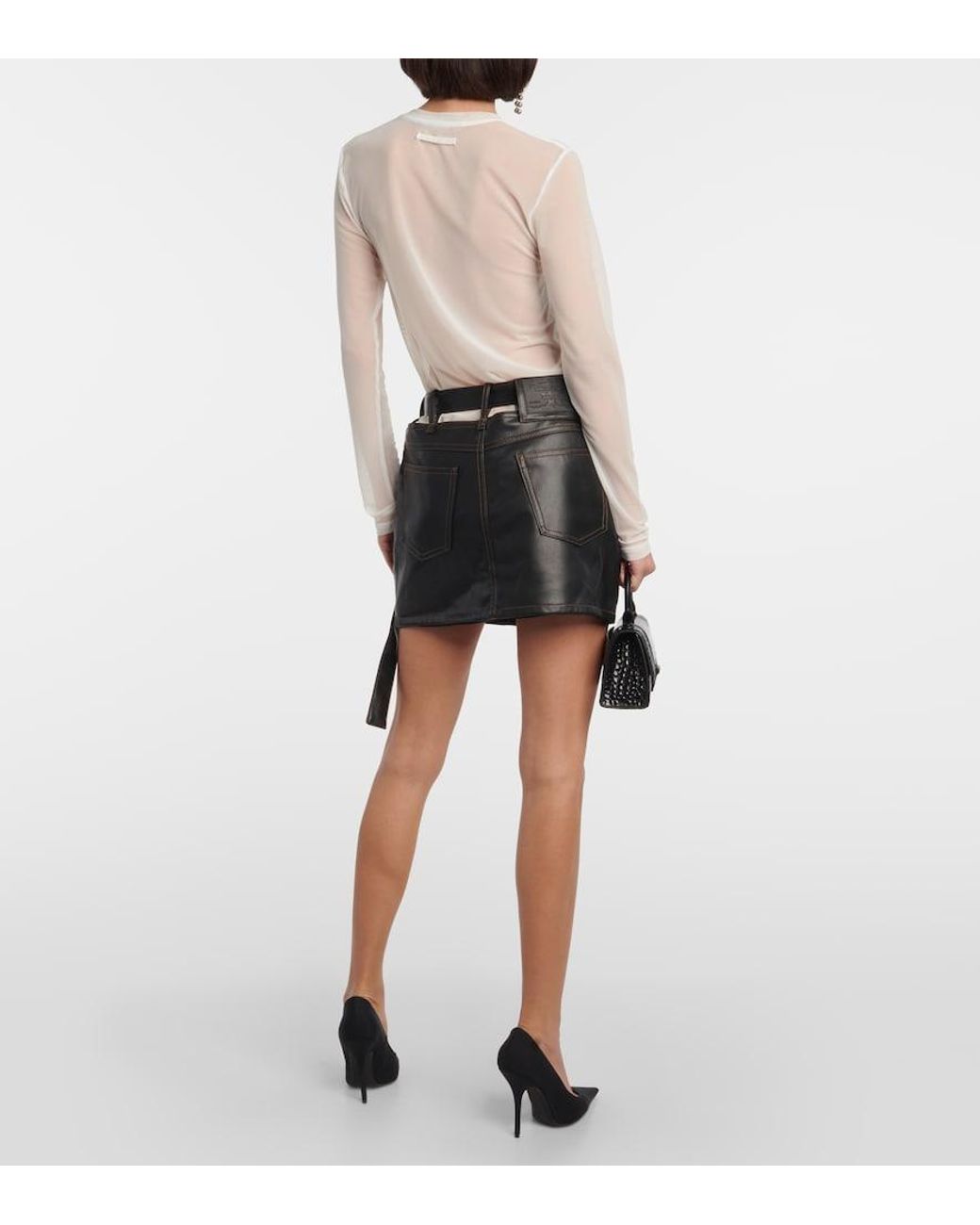 Y. Project Black Faux Leather Miniskirt