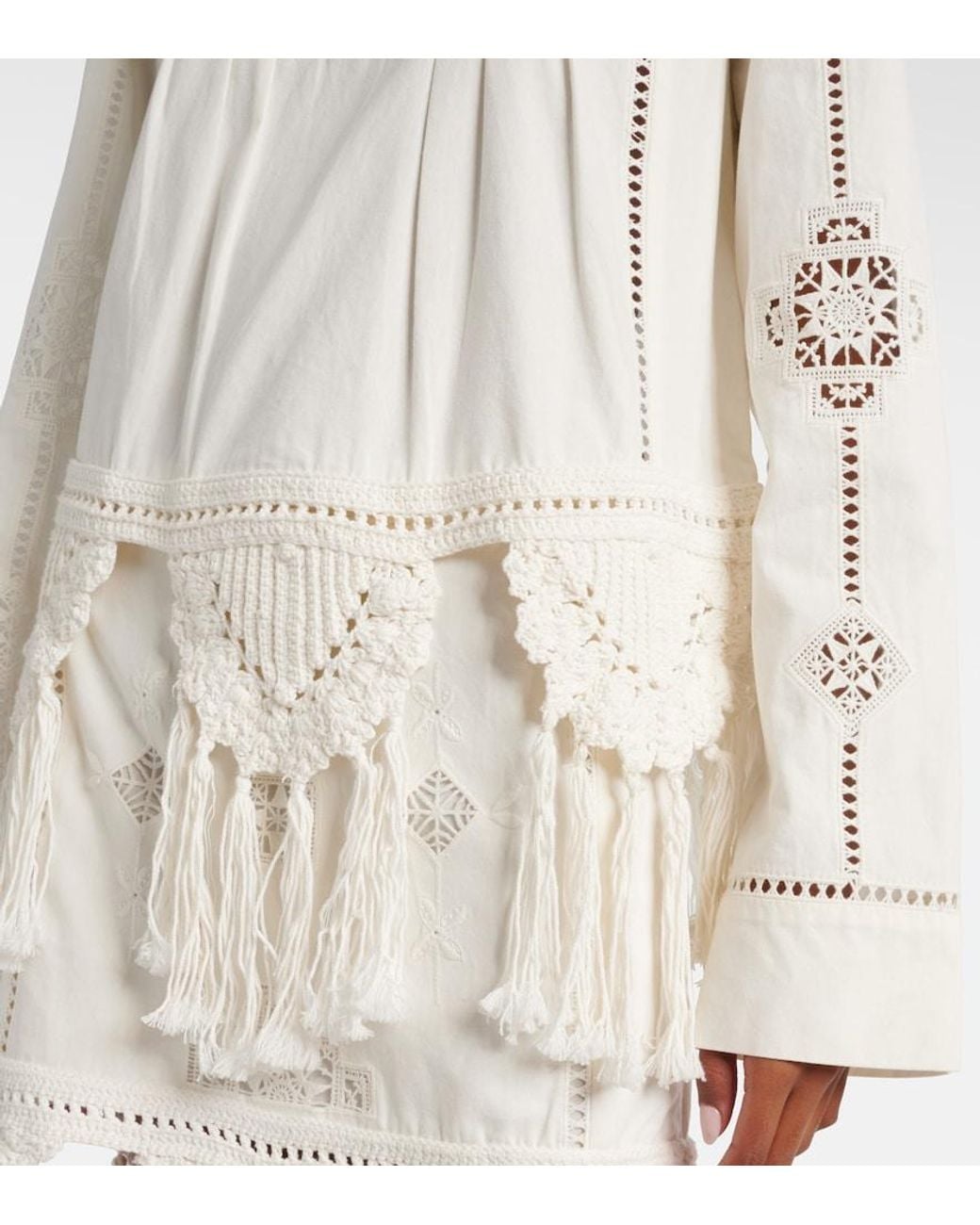Isabel Marant White Severine Macrame Cotton Top