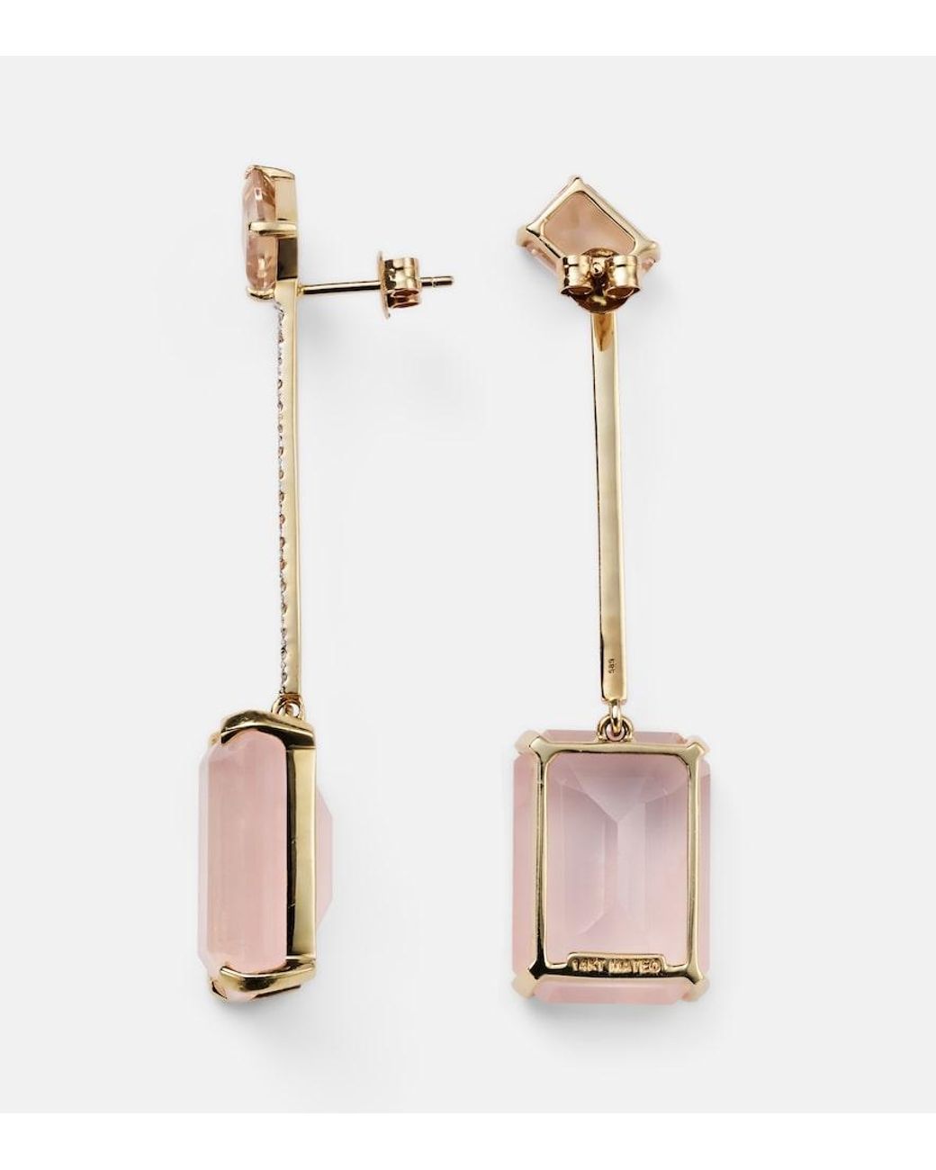 Mateo Pink 14Kt Earrings With Morganite, Quartz And Diamonds
