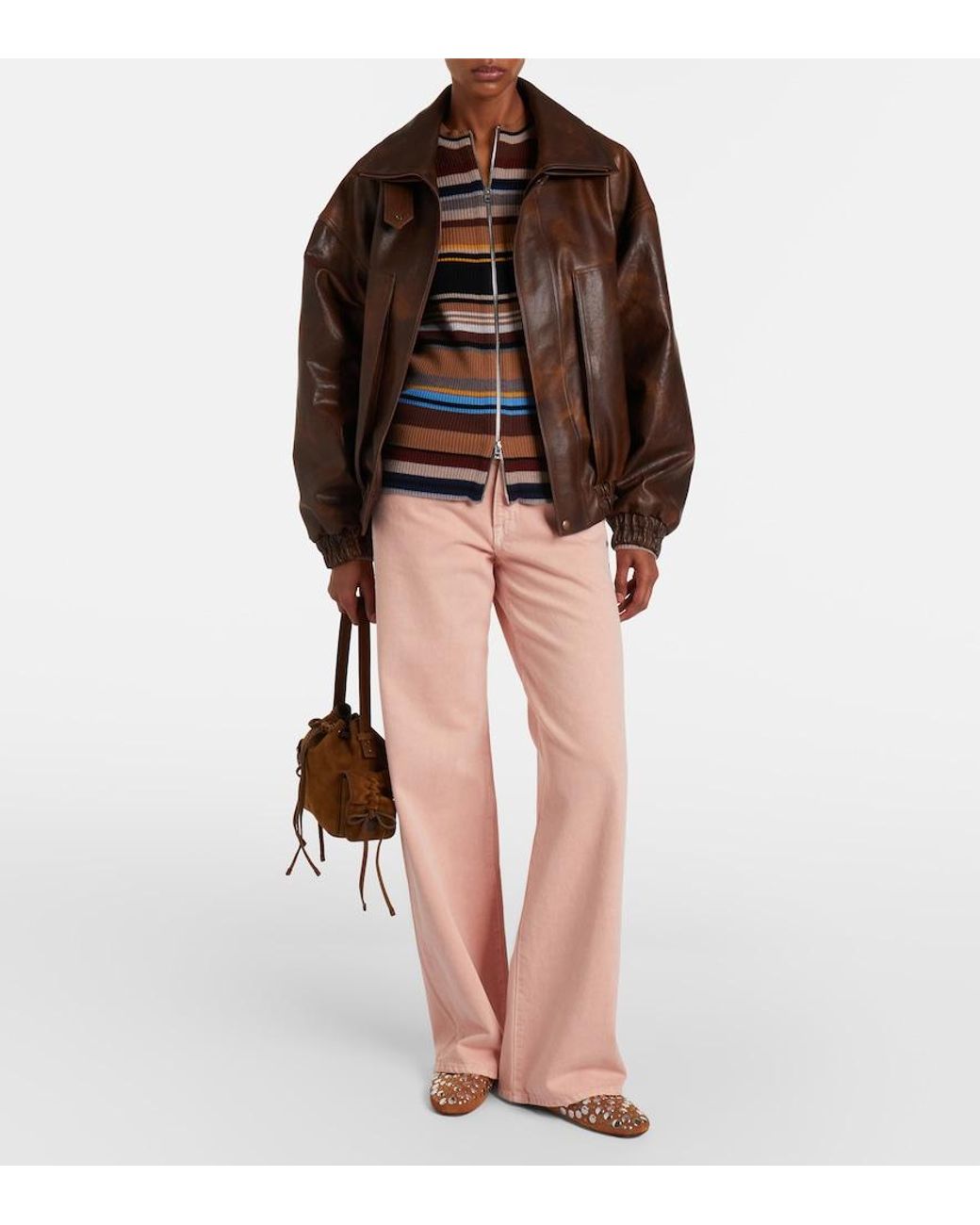 SLVRLAKE Denim Pink Mica Wide-Leg Jeans