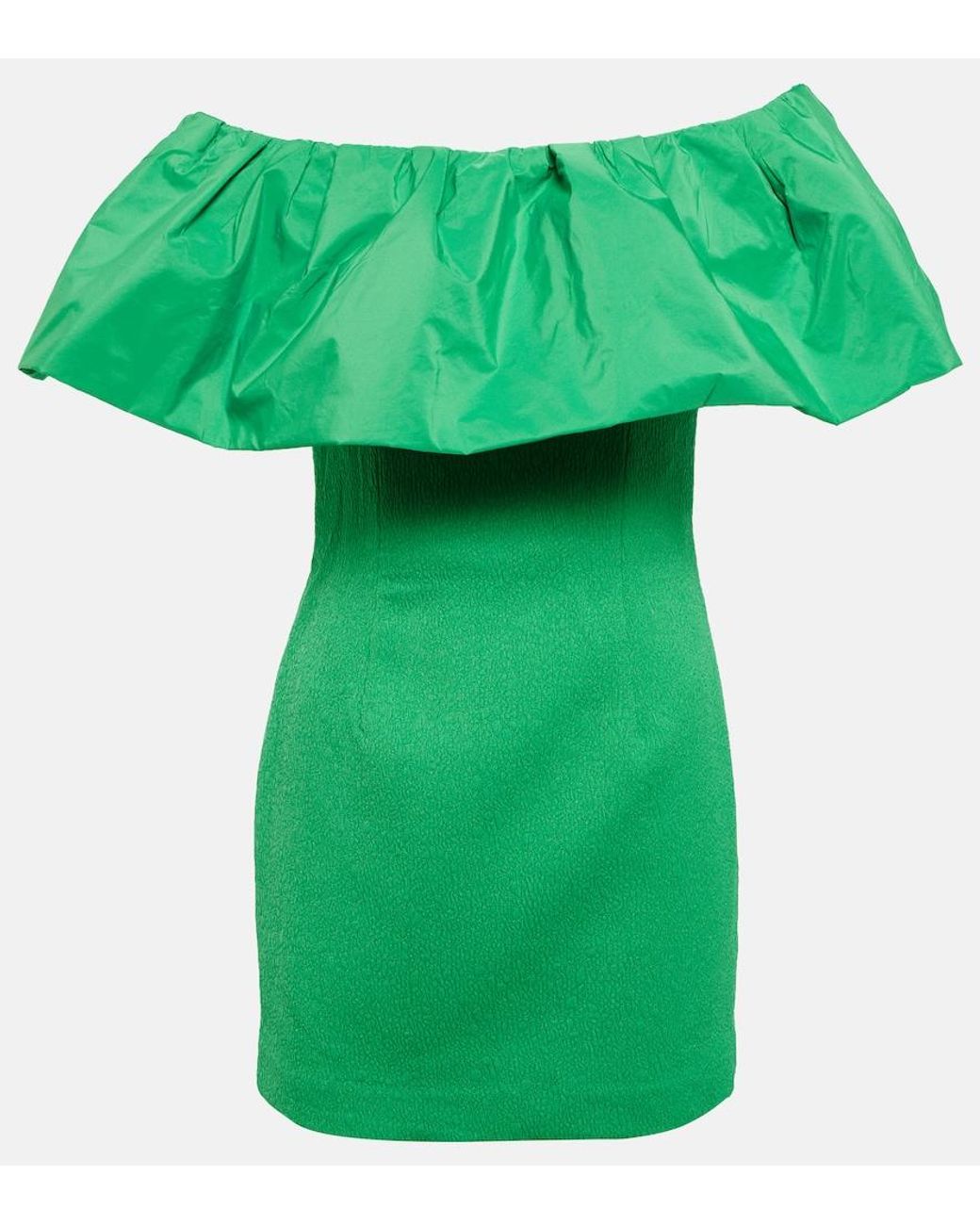 Rebecca Vallance Green Rumi Off-Shoulder Minidress