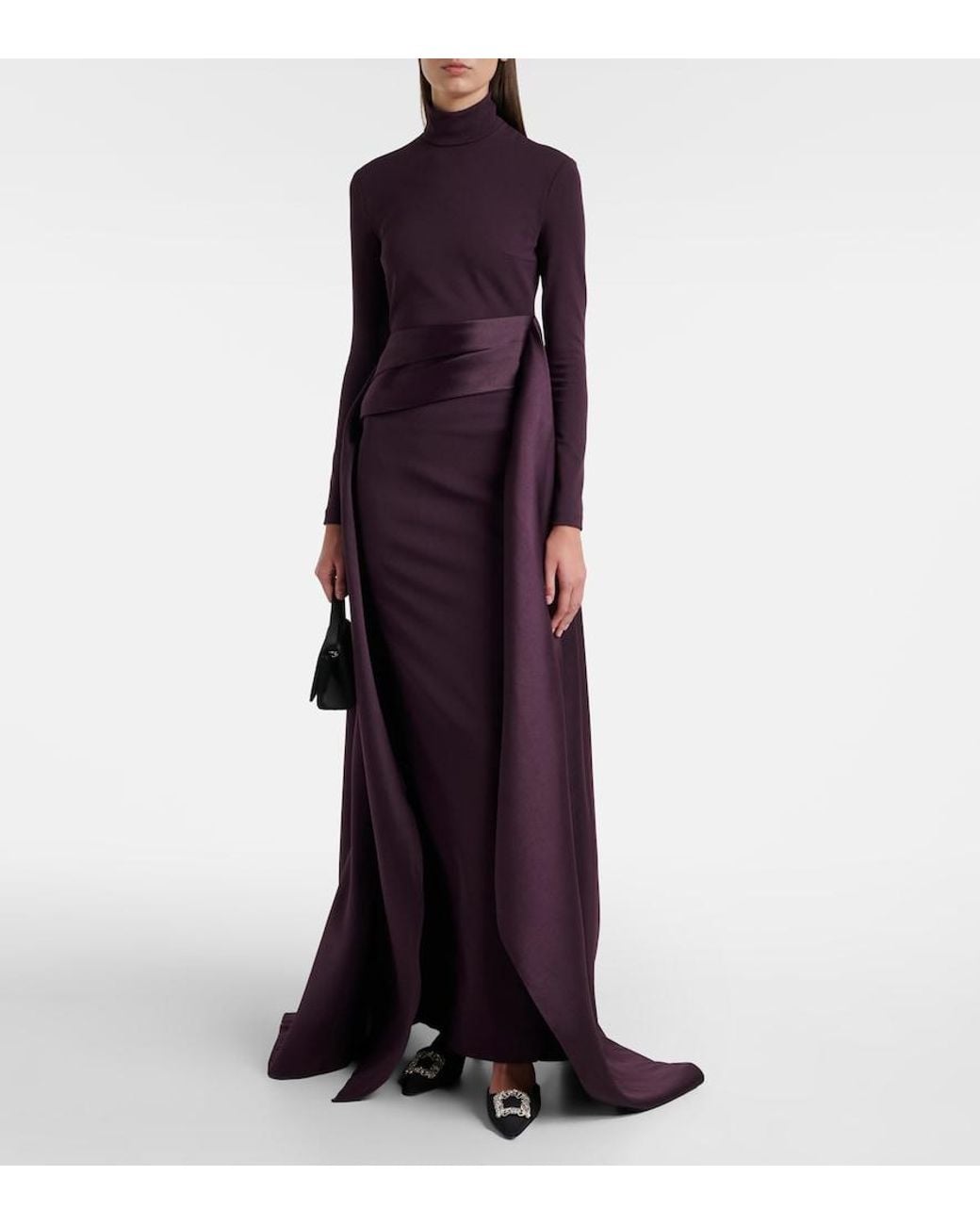 Solace London Purple Olivia Draped Gown