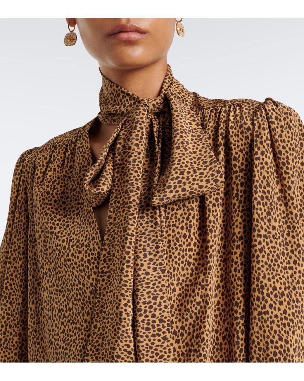 Valentino Garavani Natural Leopard Print Silk Blouse