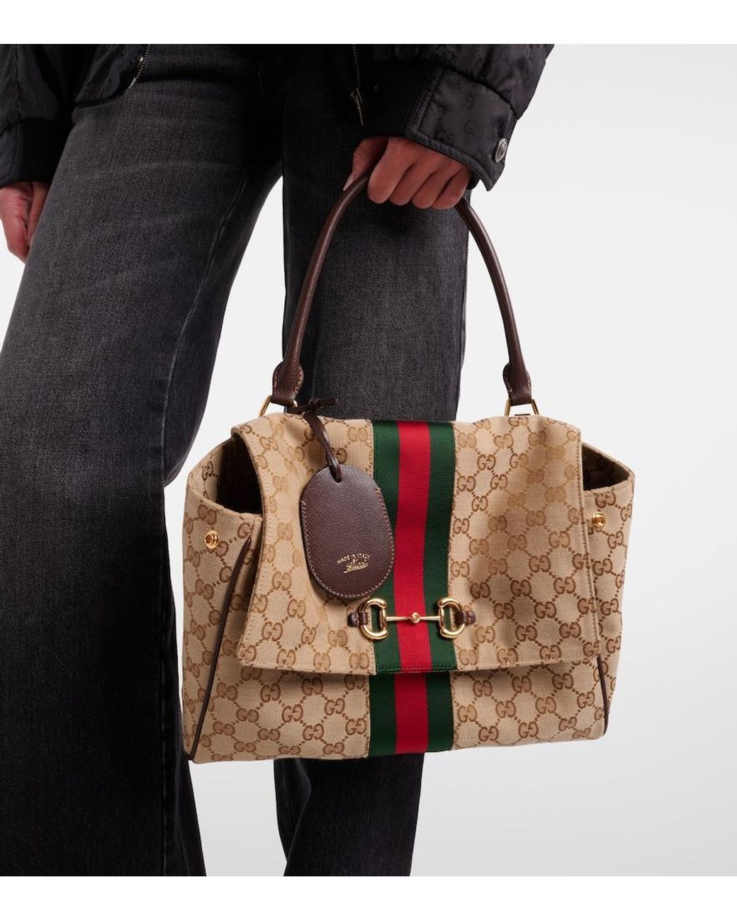 Gucci Brown Paparazzo Gg Canvas Medium Top-Handle Bag