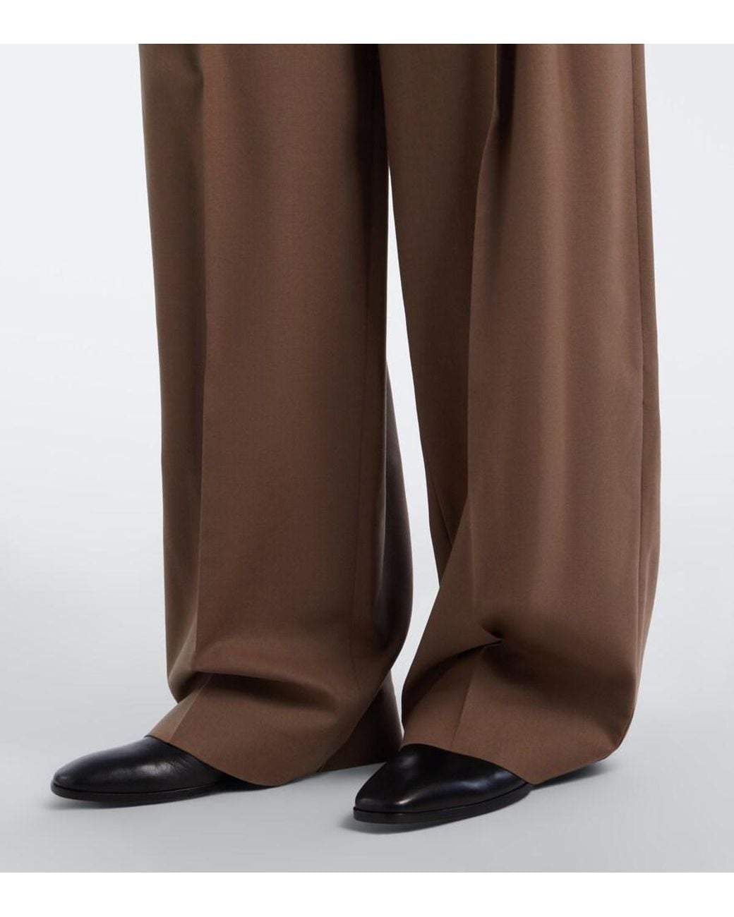 Ralph Lauren Brown Clarice Wool-Blend Wide-Leg Pants