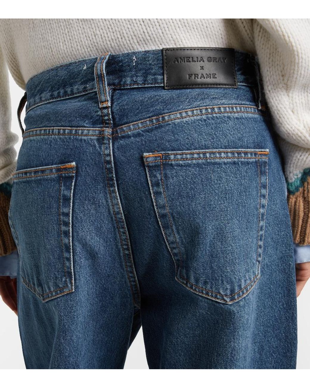 FRAME Blue X Amelia Detour High-Rise Wide-Leg Jeans