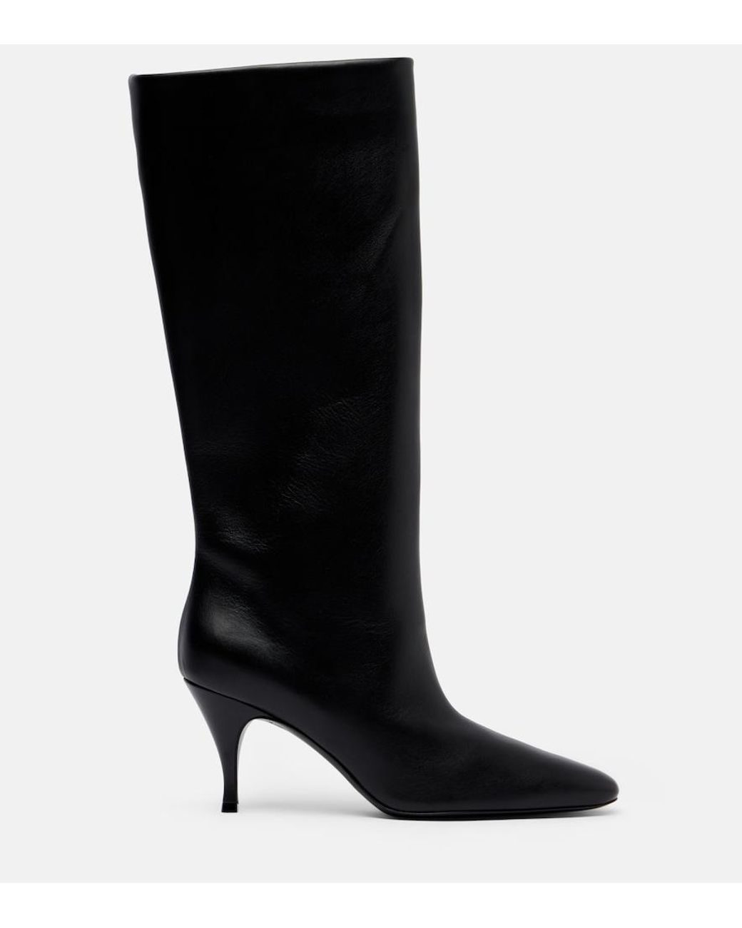 Herbert Levine Black Silhouette Leather Knee-High Boots
