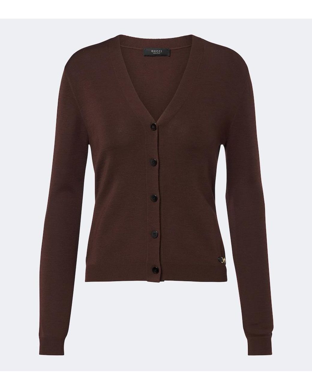 Gucci Brown Horsebit Wool Cardigan