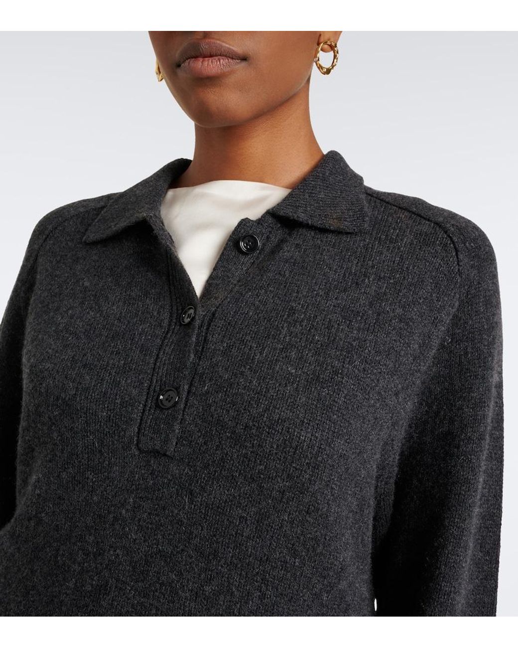 Jardin Des Orangers Black Wool And Cashmere Polo Sweater