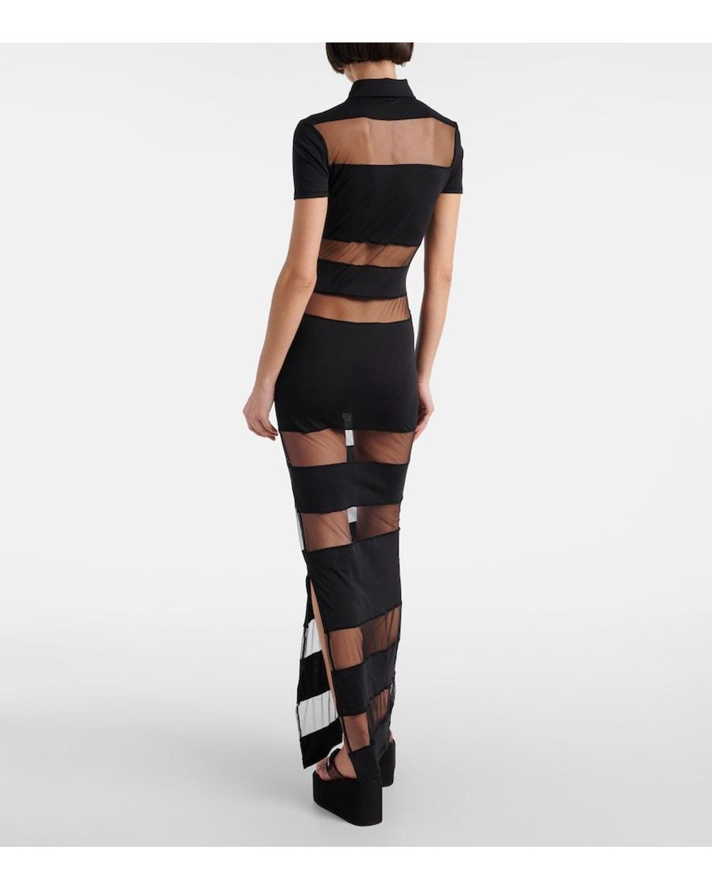 Coperni Black Striped Shee-Paneled Maxi Dress