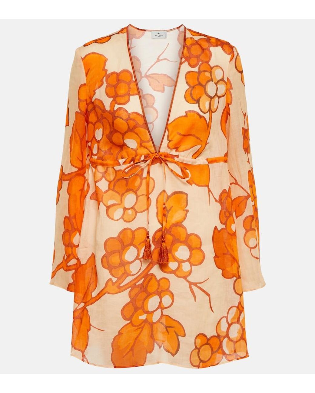 Etro Orange Printed Ramie Tunic