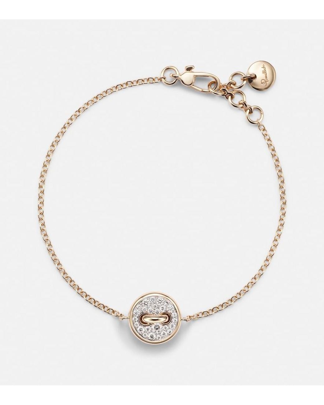 Pomellato Metallic Pom Pom Dot 18Kt Rose Chain Bracelet With Diamonds And Mother Of Pearl