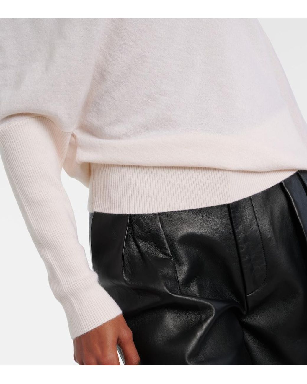 Altuzarra Natural Grainge Off-Shoulder Cashmere Sweater