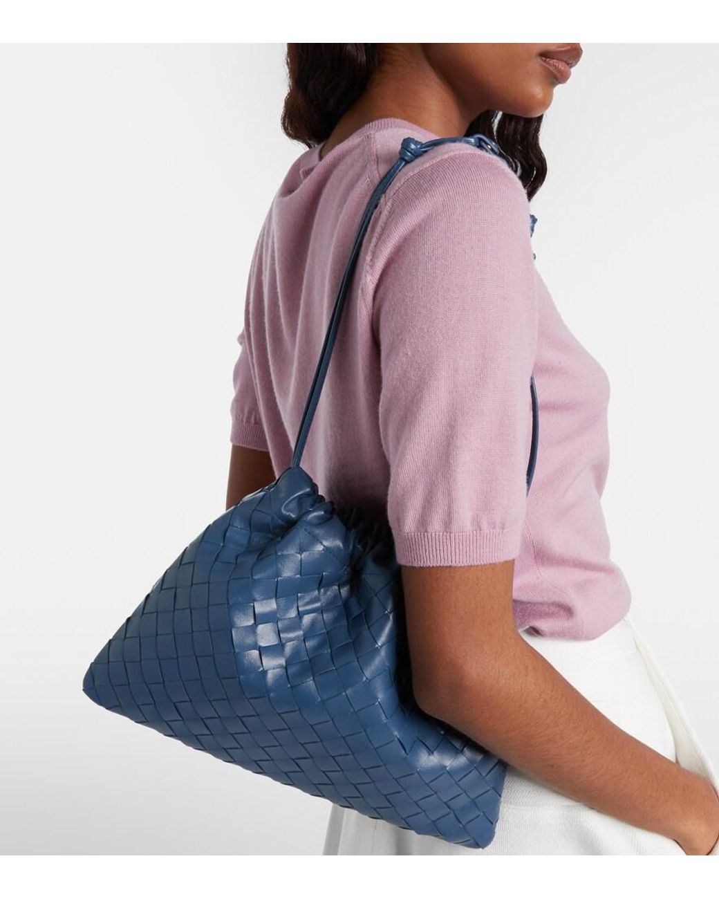 Bottega Veneta Blue Clutch Dustbag Medium Aus Leder