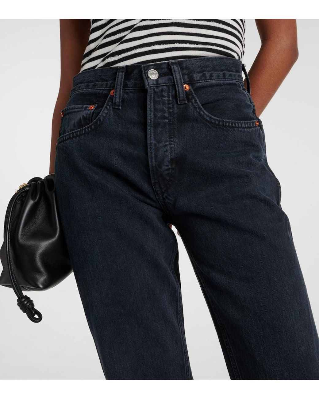 Re/done Blue High-Rise Straight Jeans