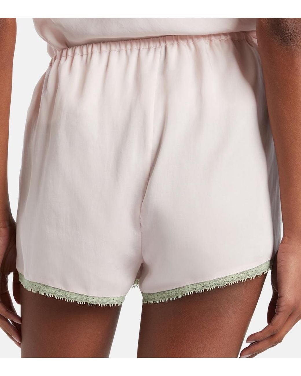 Posse Natural Perla Lace-Trimmed Shorts