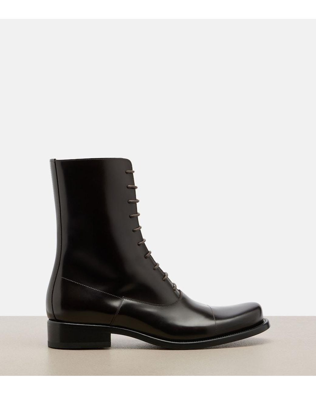 The Row Black Kai Leather Lace-Up Boots