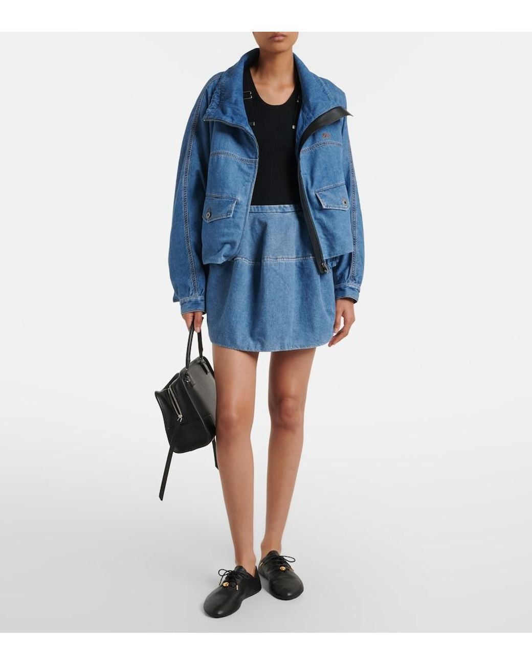 Loewe Blue Double L Denim Miniskirt