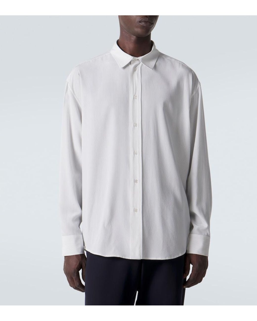 The Row White Granada Pinstripe Silk Poplin Shirt for men
