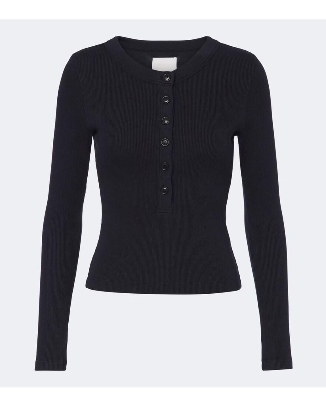Citizens of Humanity Blue Varra Ribbed-Knit Henley Shirt