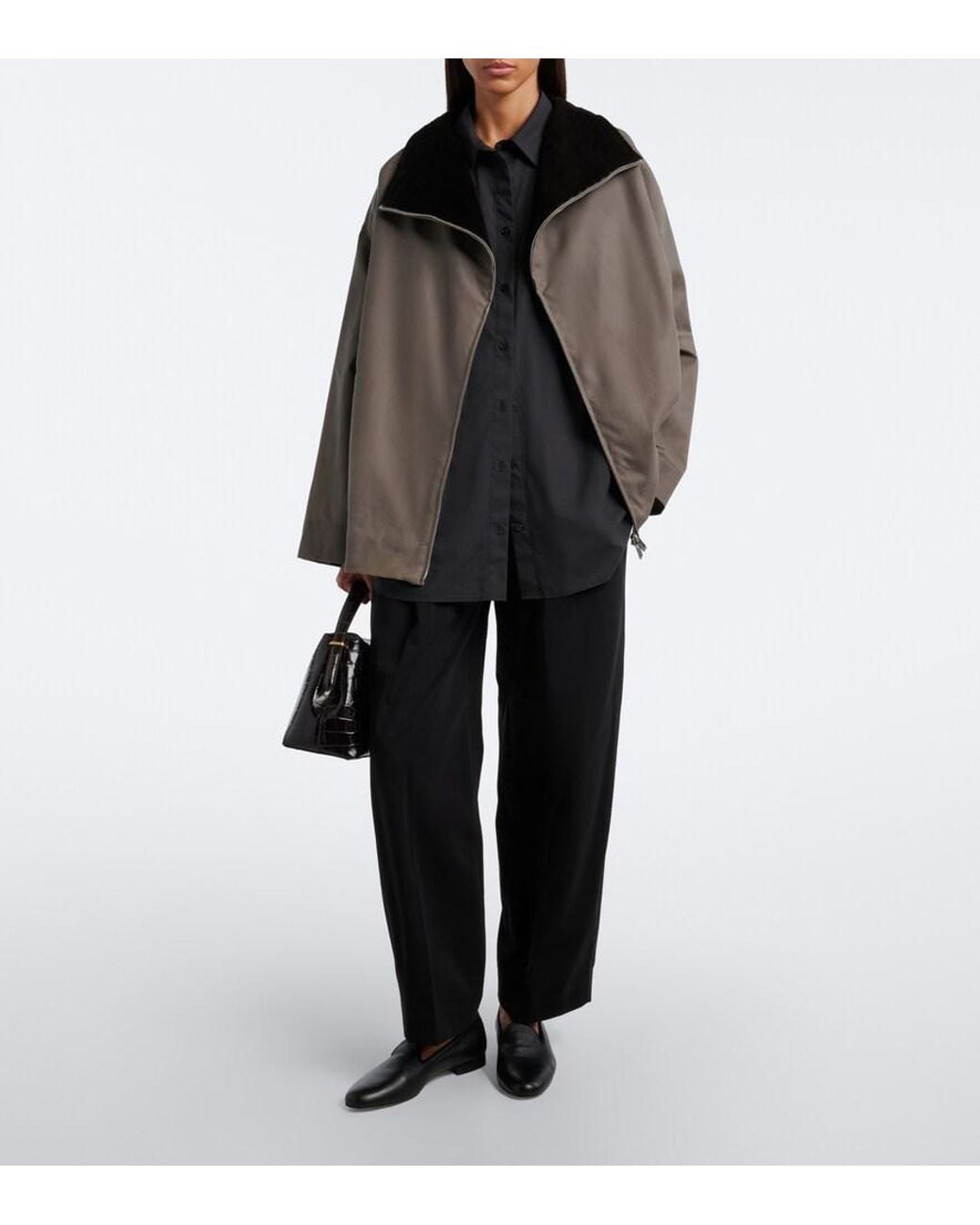 Totême Black Coated Cotton Jacket