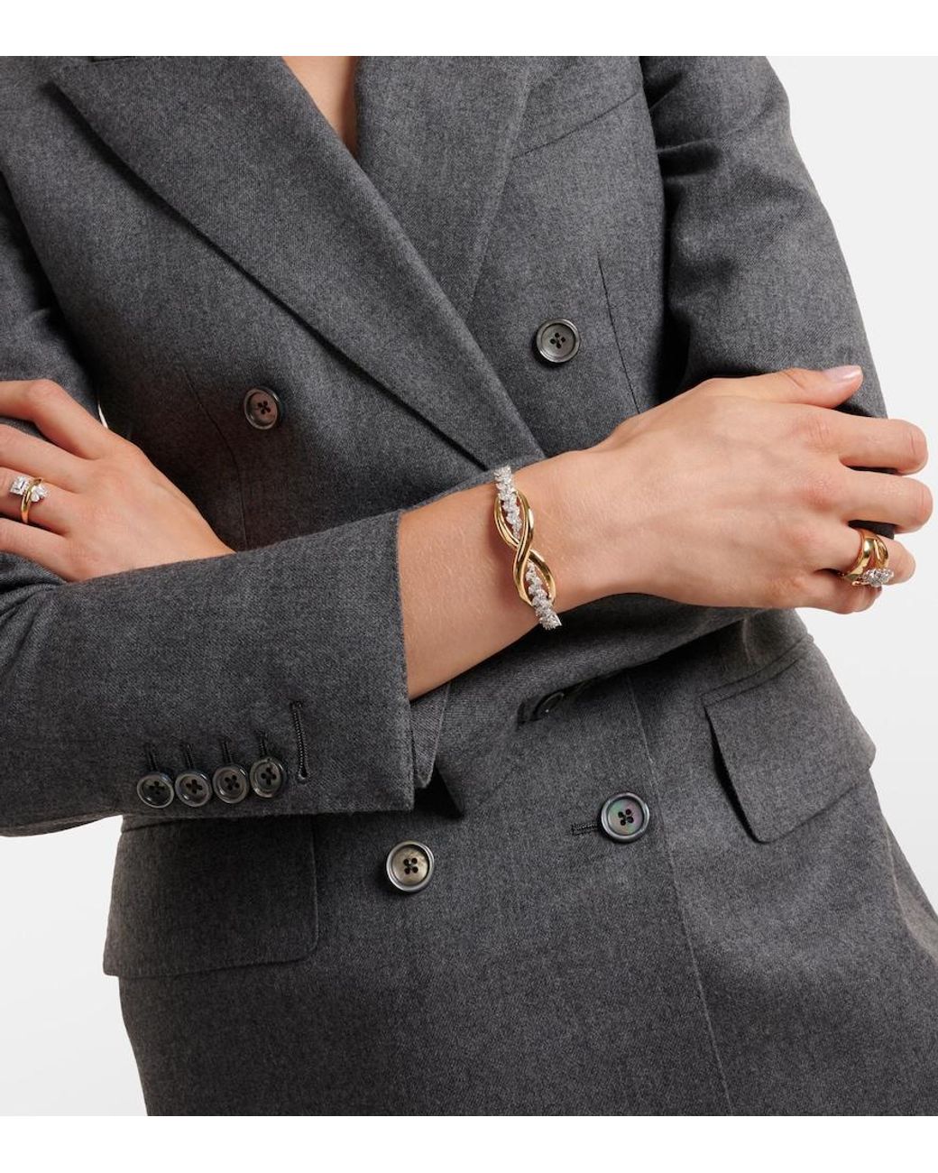 YEPREM Metallic Golden Strada 18Kt And Bangle With Diamonds