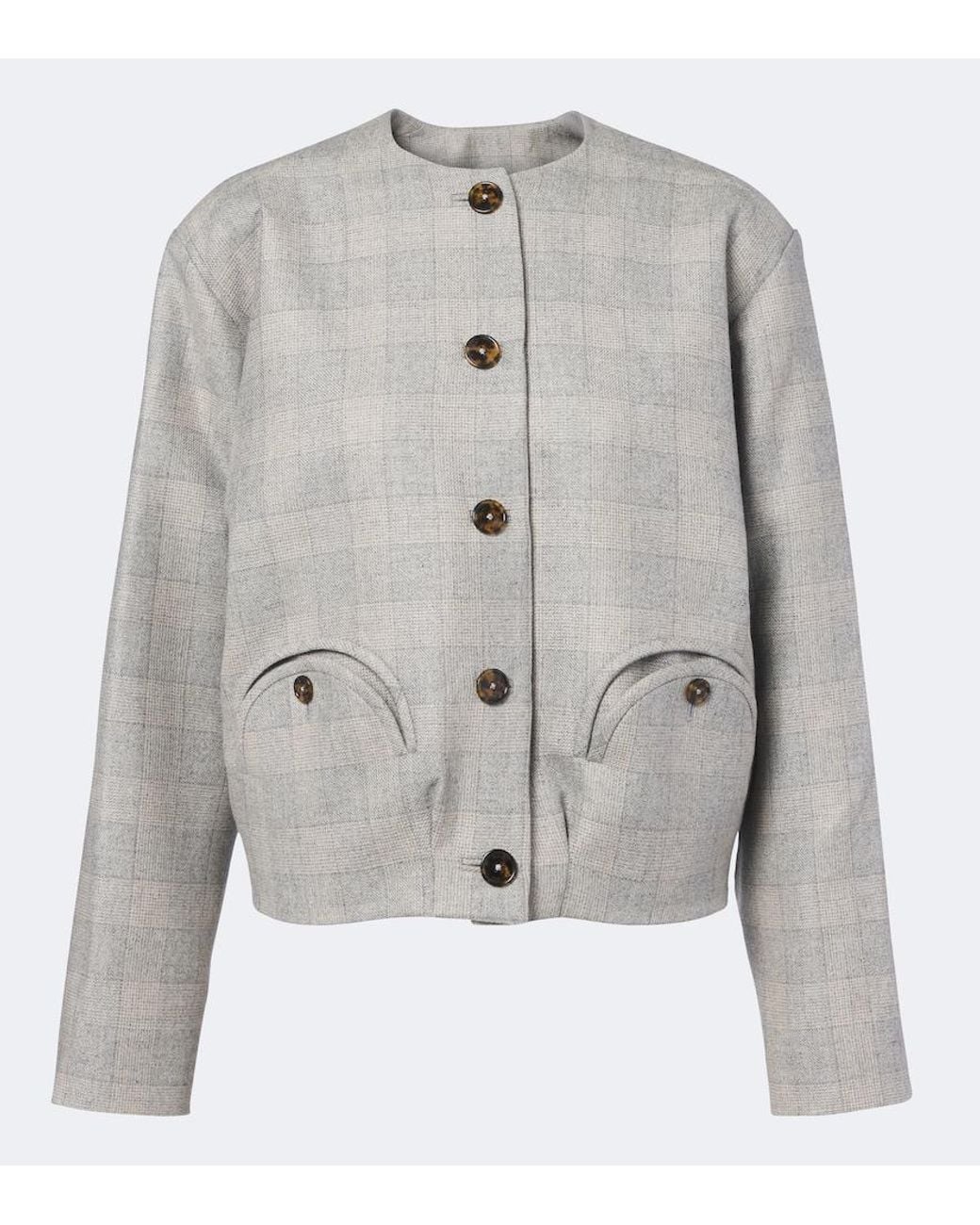 Blazé Milano Gray Altai Checked Wool, Silk, And Cashmere Jacket