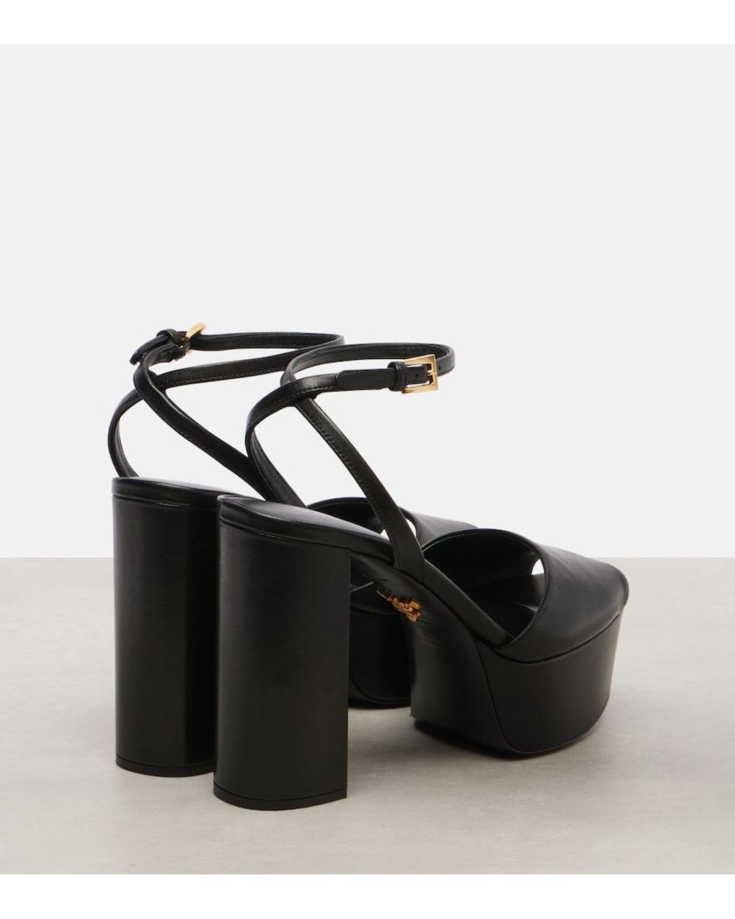 Prada Black Leather Platform Sandals