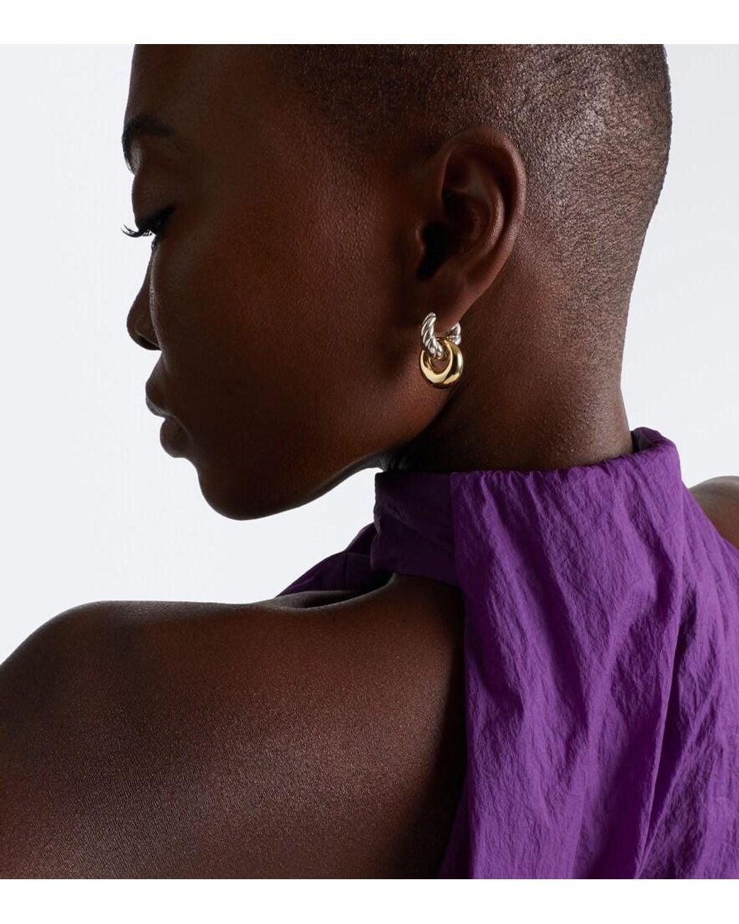 David Yurman Metallic Sculpted Cable Sterling And 14Kt Drop Earrings