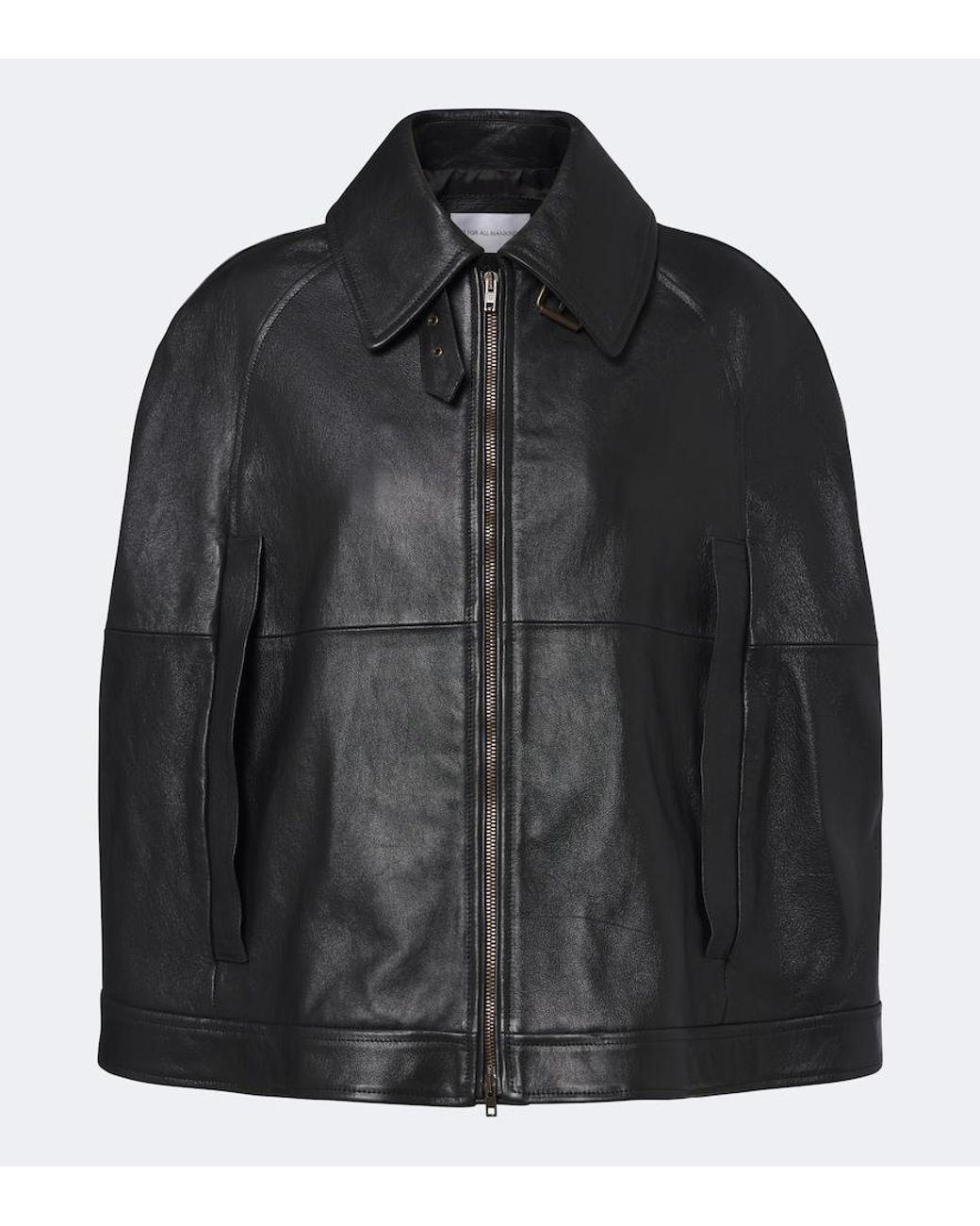 7 For All Mankind Black Leather Cape
