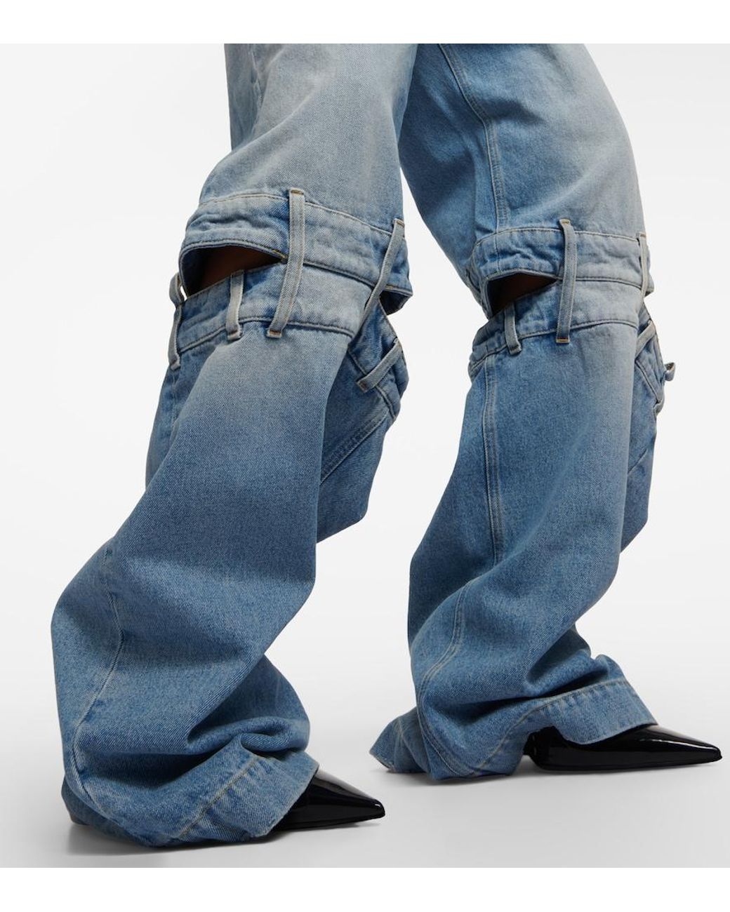 The Attico Blue Low-Rise Wide-Leg Jeans