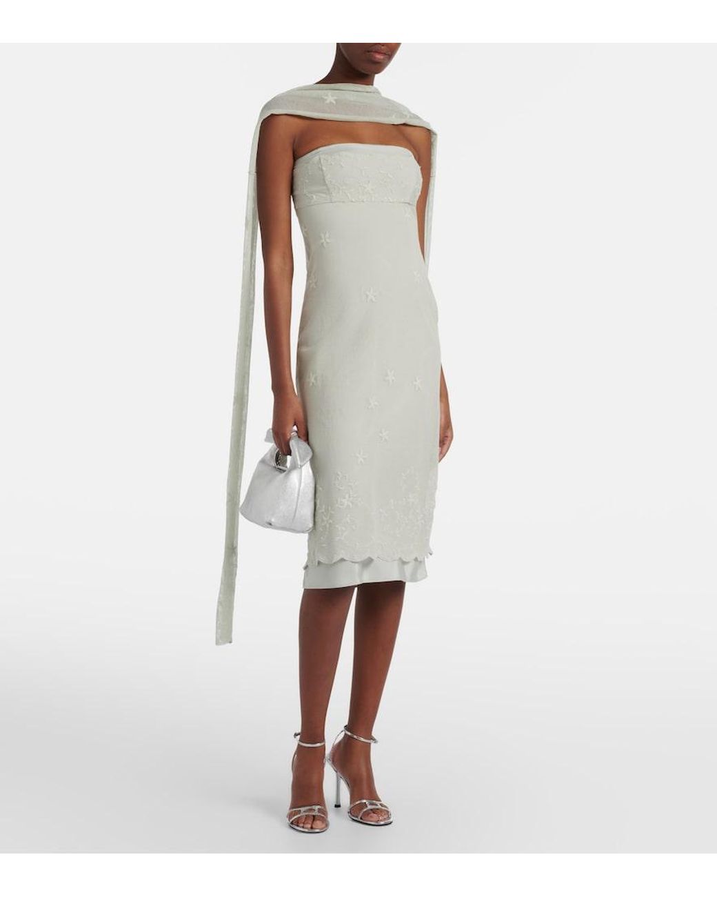 Posse White Cove Embroidered Midi Dress