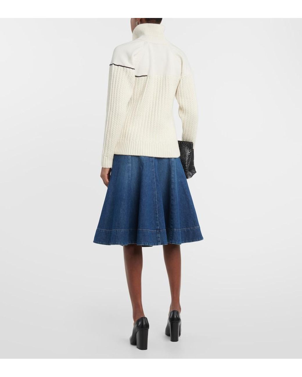 Victoria Beckham Natural Double-Collar Wool Sweater