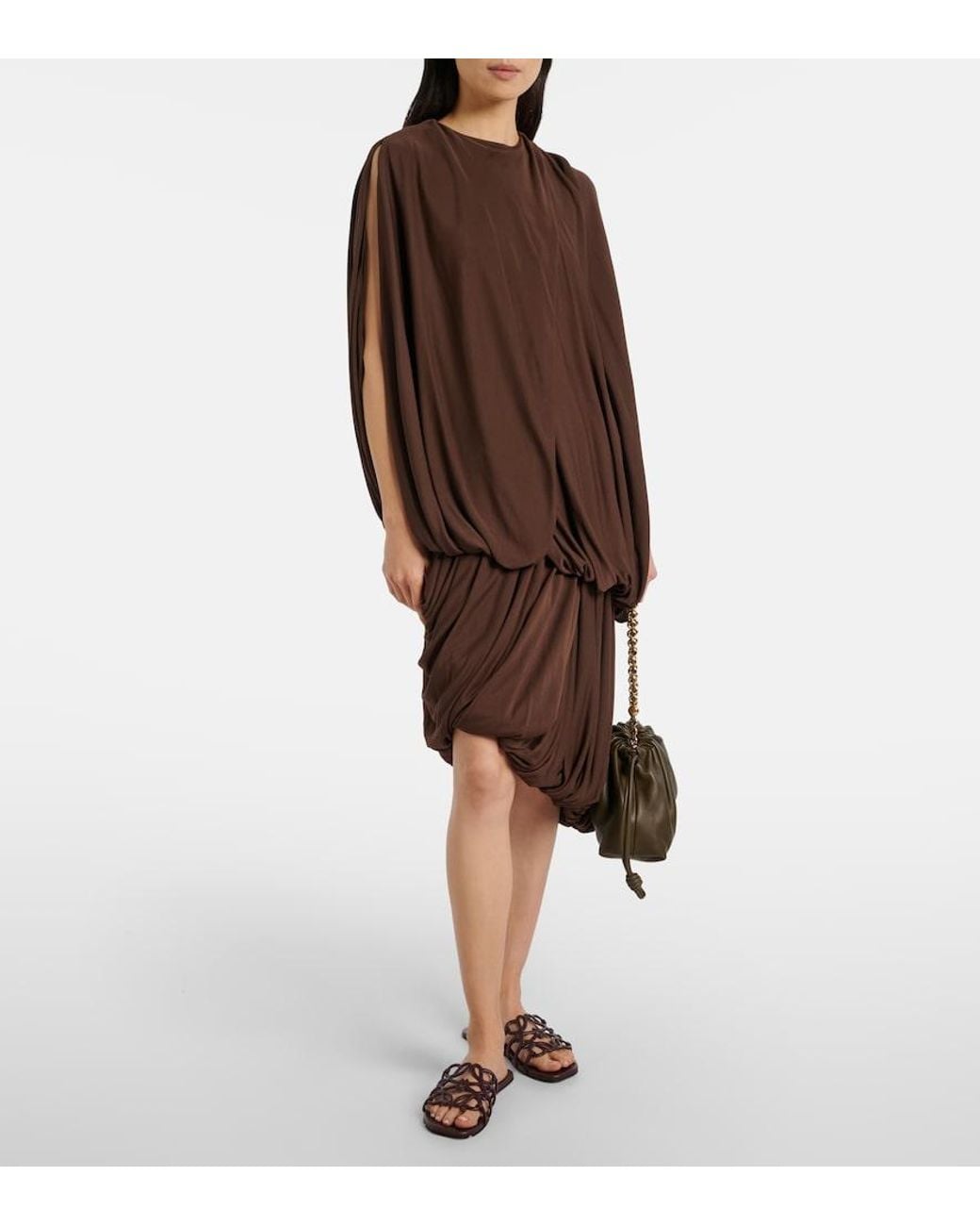 Loewe Brown Petal Anagram Leather Slides
