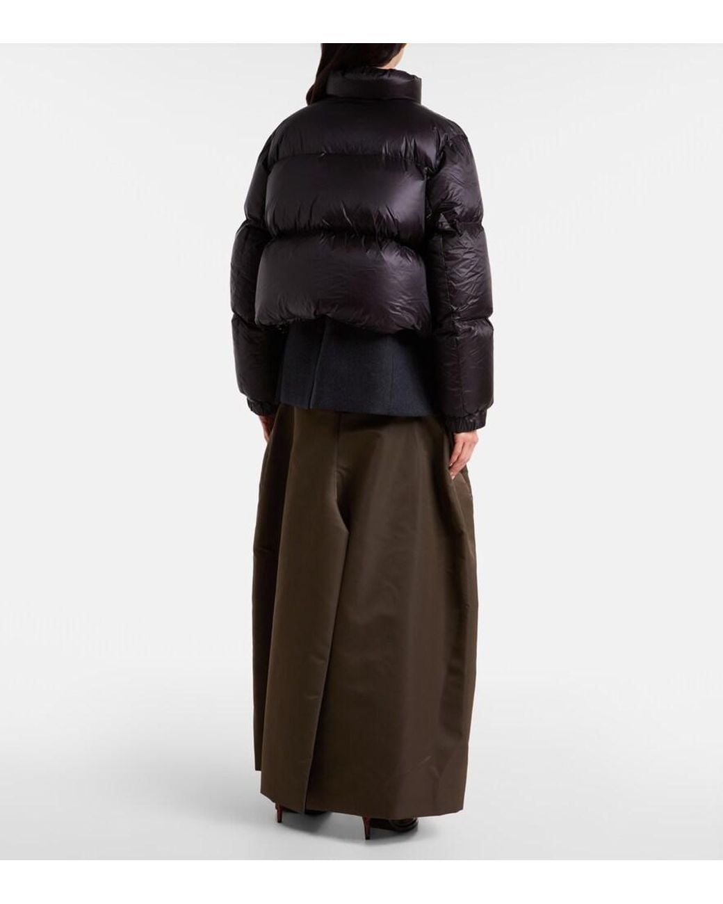 Sacai Black Layered Wool Down Jacket