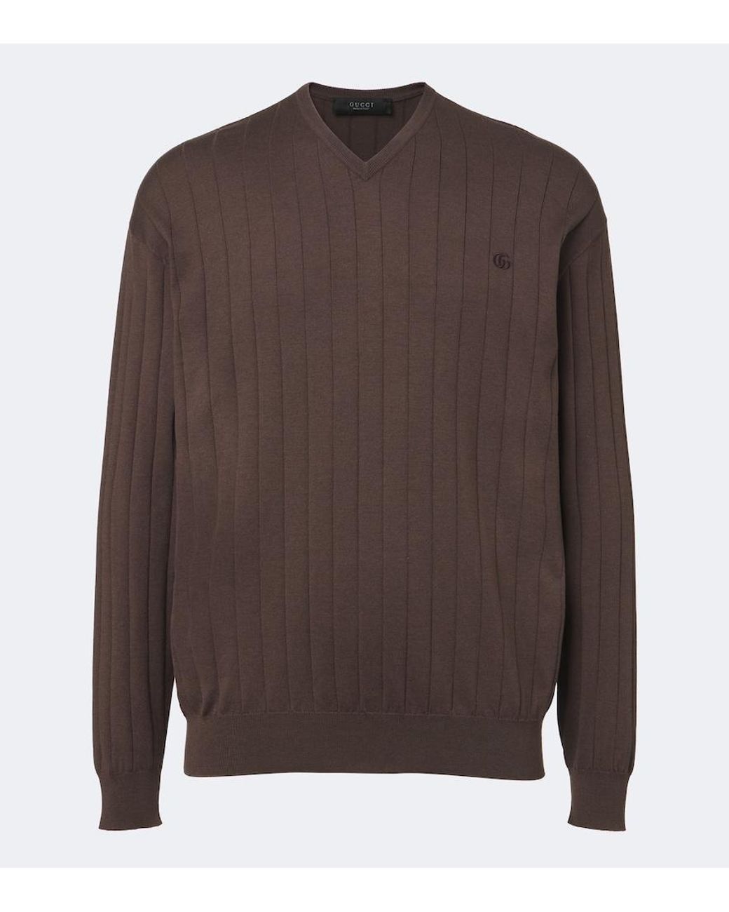 Gucci Brown Double G Silk And Cotton Sweater for men