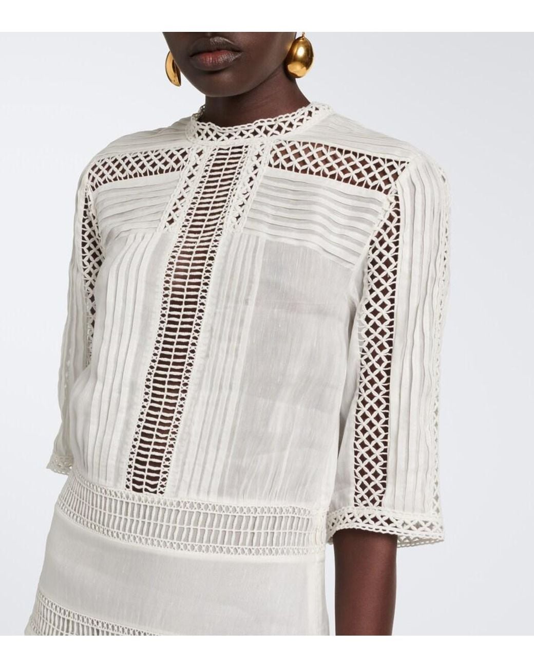 Isabel Marant White Paige Open-Knit Minidress