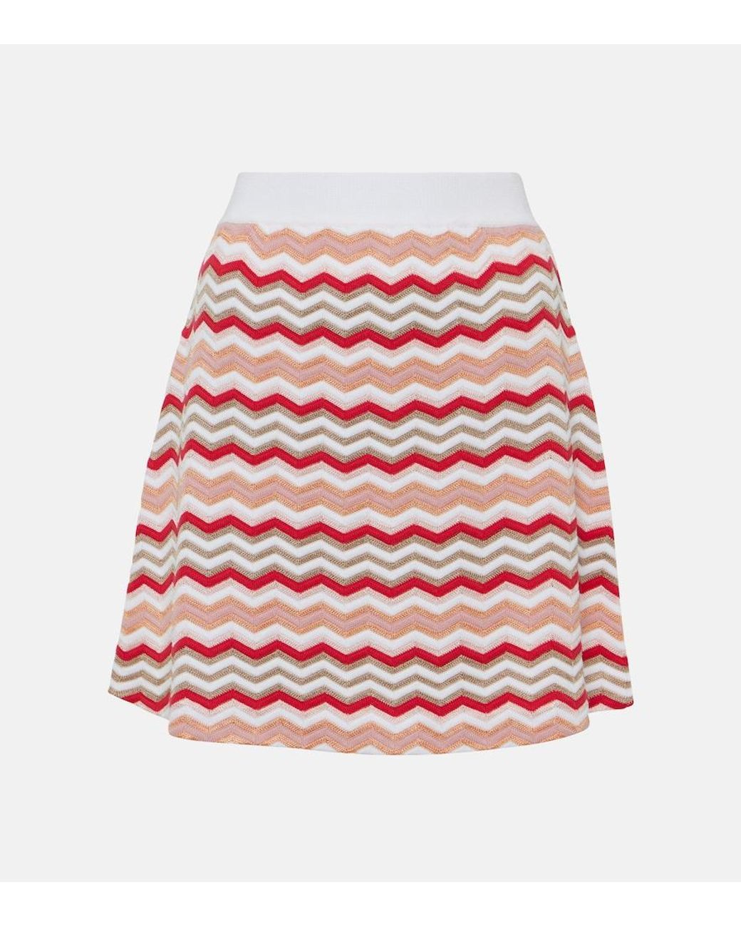 Missoni Red Zig Zag Cotton-Blend Miniskirt
