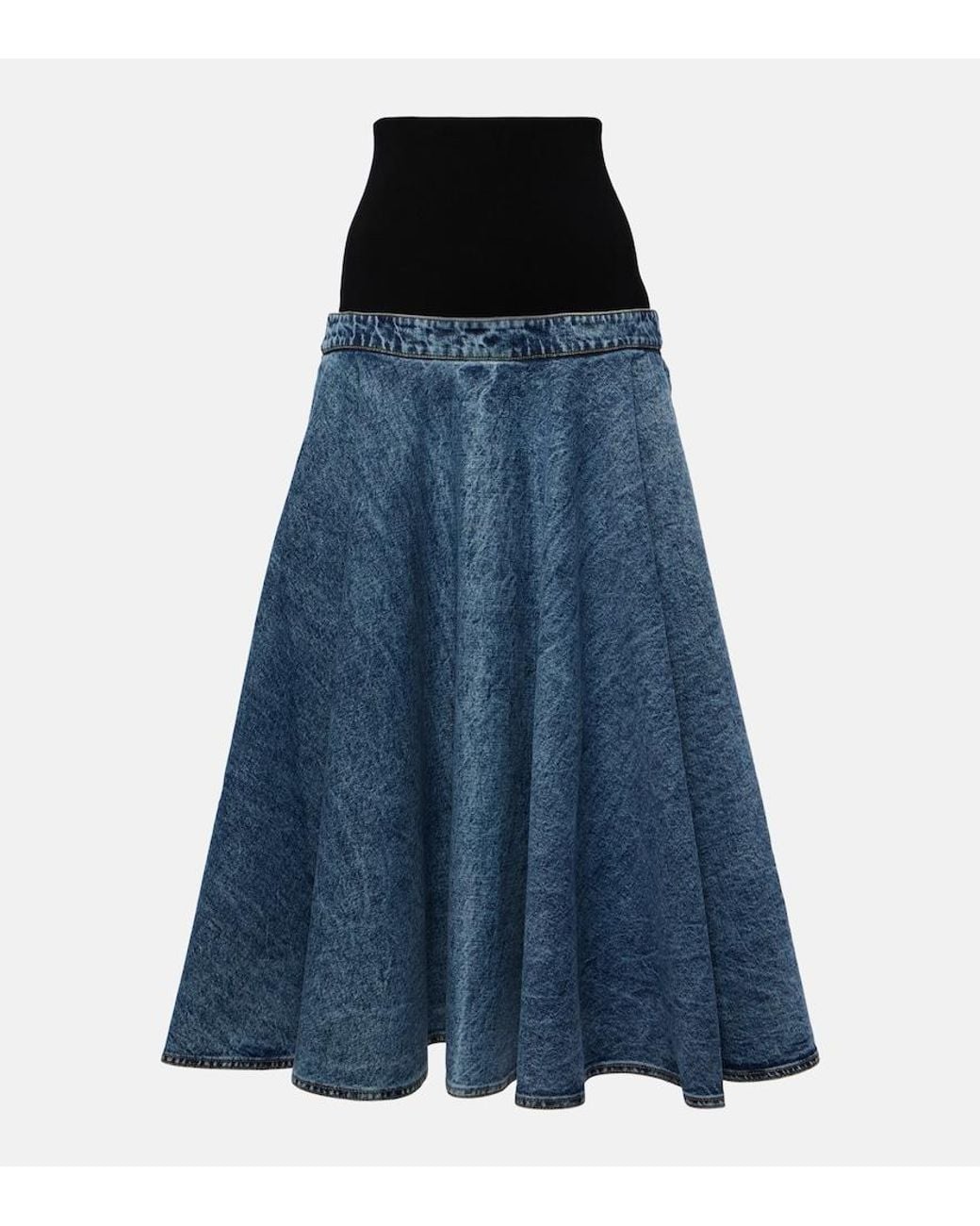 Alaïa Blue Denim Midi Skirt