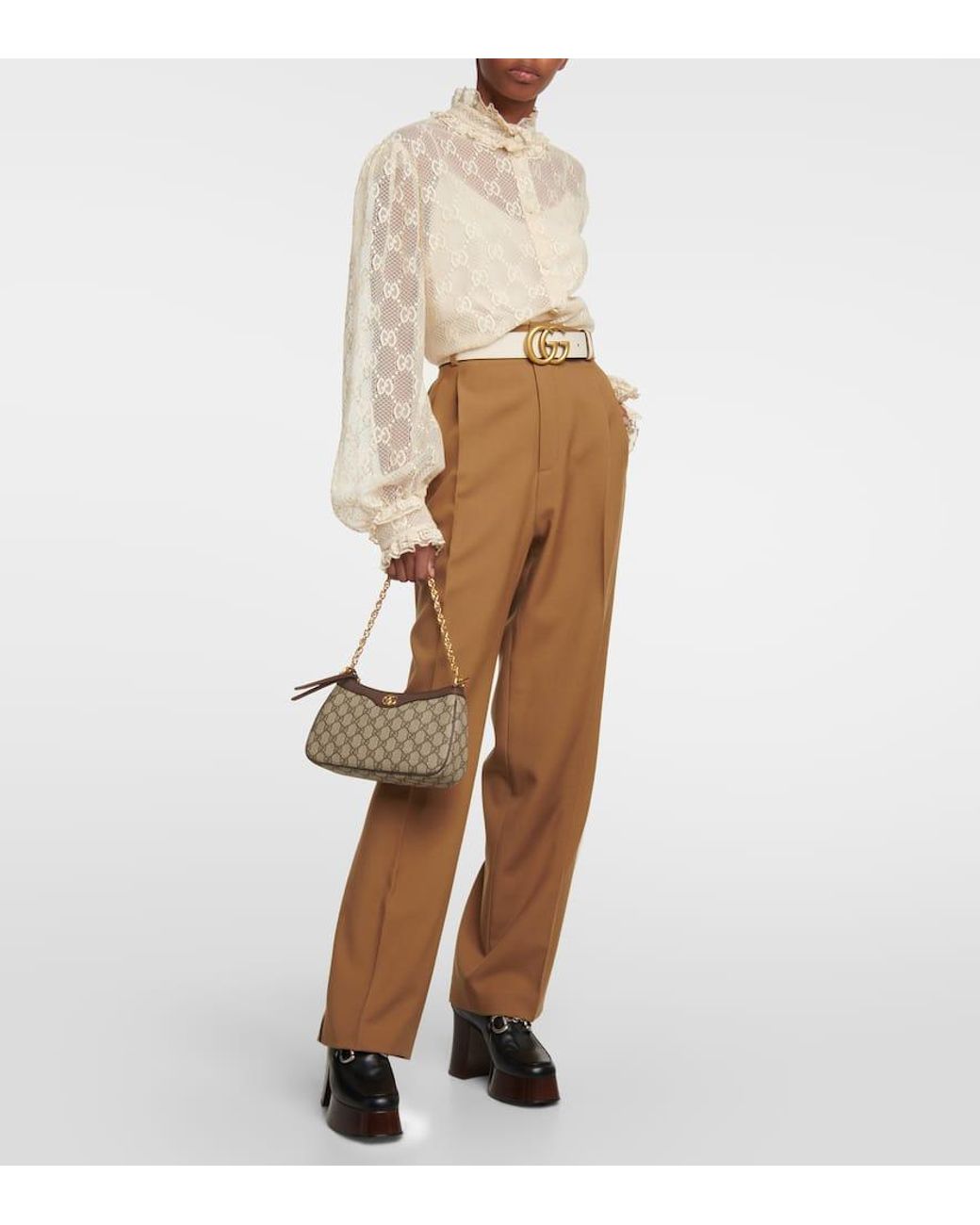 Gucci Ophidia Small GG Supreme Shoulder Bag in Natural Lyst