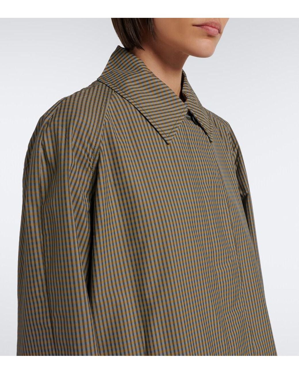 Prada Gray Checked Technical Trench Coat