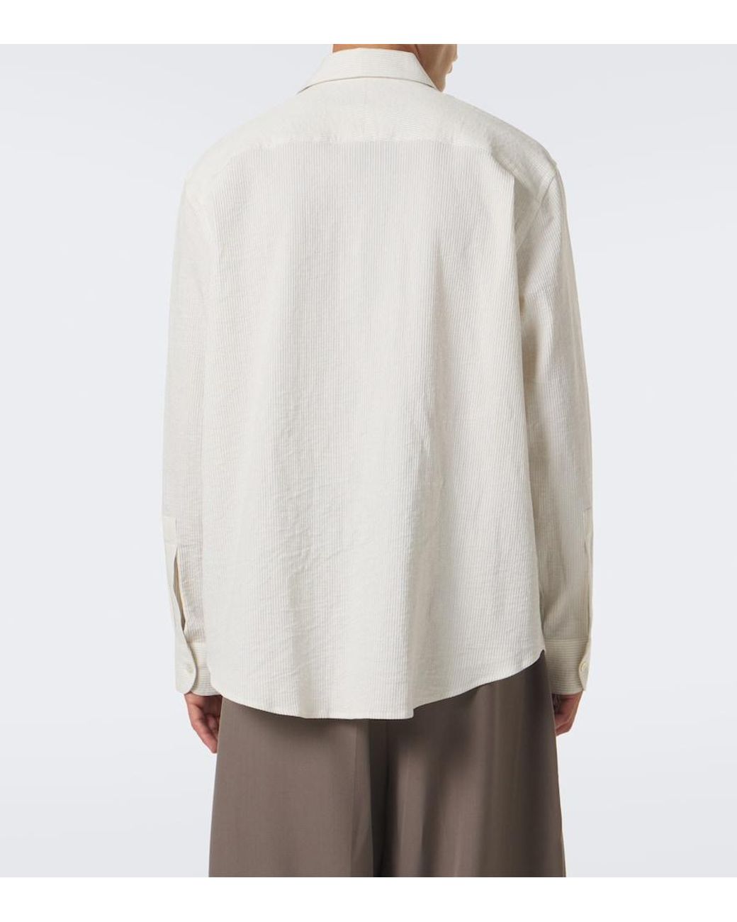 Studio Nicholson White View Striped Cotton And Linen Shirt for men