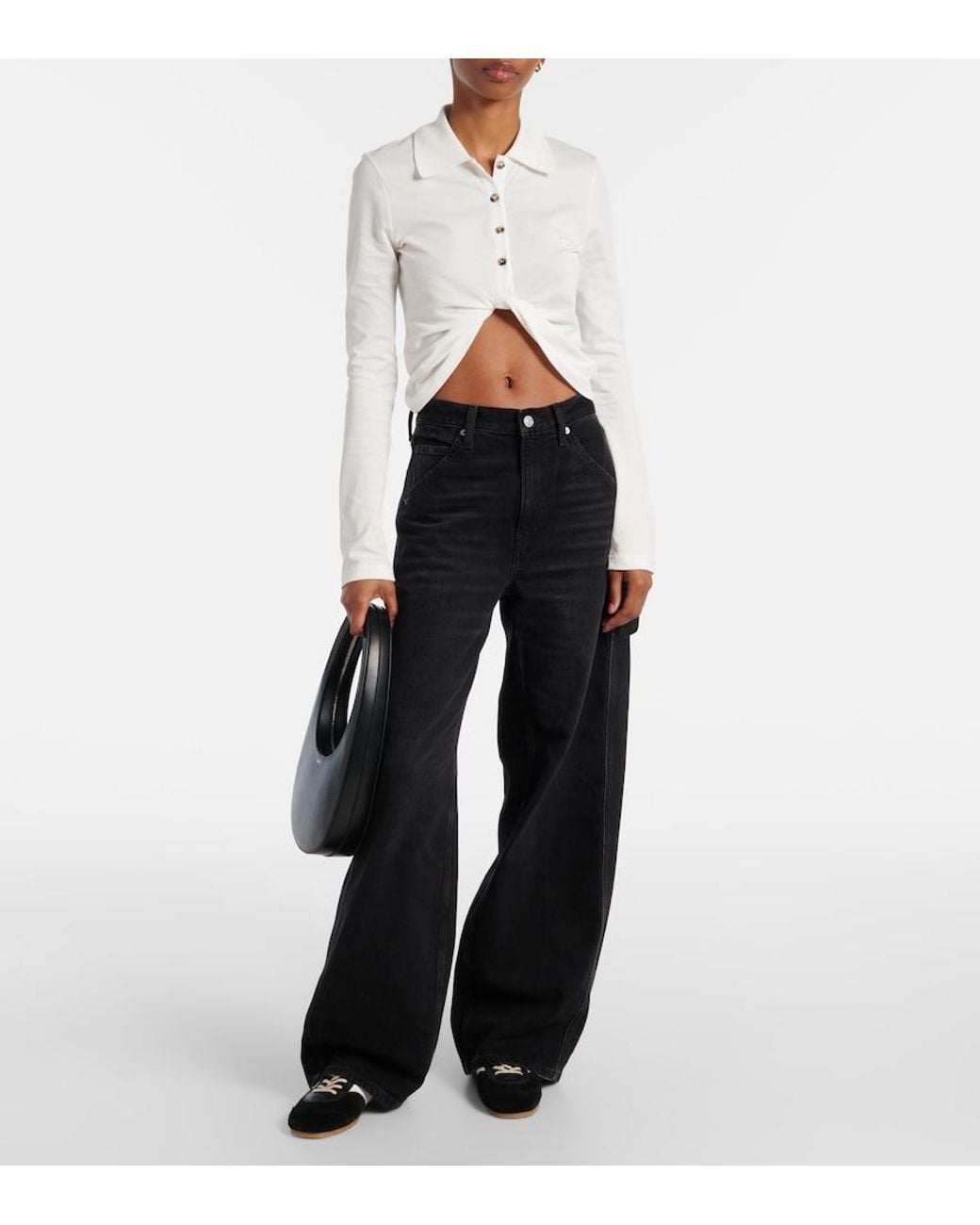 Camisa Cropped De Algodon Courreges de color White