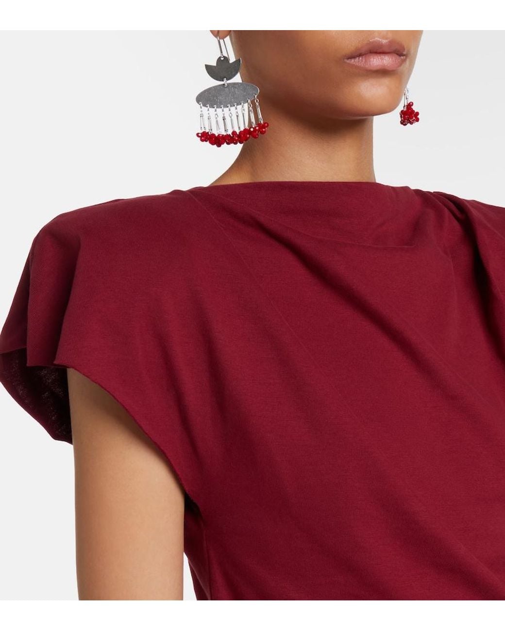 Isabel Marant Red Sebani Asymmetric Cotton T-Shirt