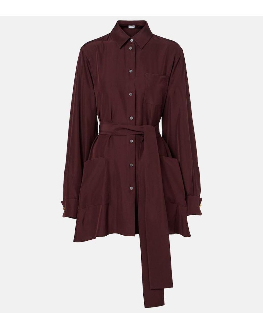 Loewe Red Belted Silk Blouse