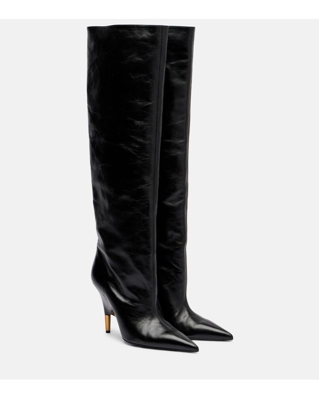 Khaite Black Bella 100 Leather Knee-High Boots
