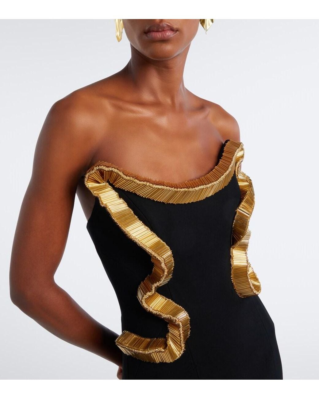 Rachel Gilbert Black Malik Embellished Gown