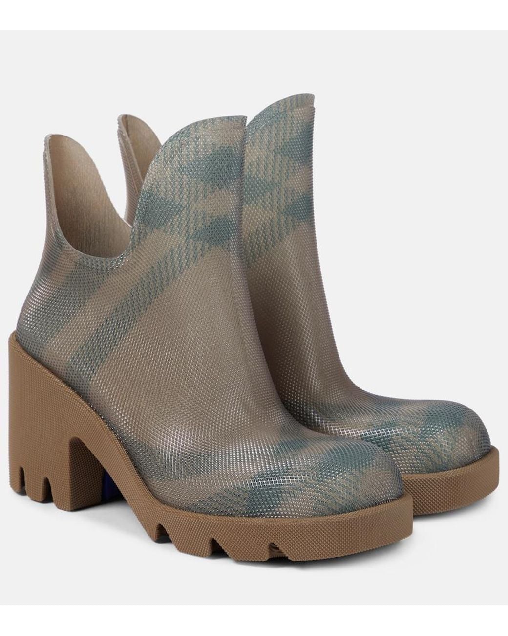 Burberry Brown Rubber Marsh Heel Boots