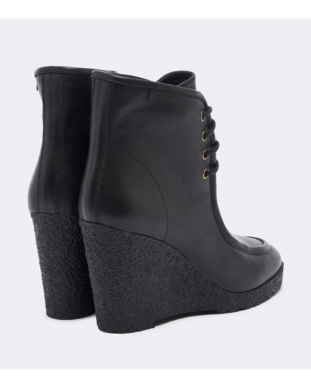 Isabel Marant Black Cylia Leather Wedge Ankle Boots